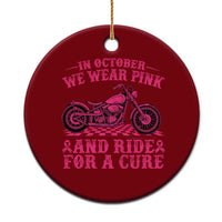 Breast Cancer Motorcycle Ceramic Ornament In October We Wear Pink Ride For A Cure - Wonder Print Shop