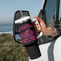 Breast Cancer Motorcycle Tumbler With Handle In October We Wear Pink Ride For A Cure - Wonder Print Shop