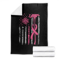 Firefighter Breast Cancer Awareness Throw Blanket Fight For A Cure American Flag - Wonder Print Shop