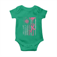 Firefighter Breast Cancer Awareness Baby Onesie Fight For A Cure American Flag - Wonder Print Shop