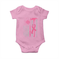 Firefighter Breast Cancer Awareness Baby Onesie Fight For A Cure American Flag - Wonder Print Shop