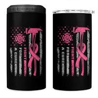 Firefighter Breast Cancer Awareness 4 in 1 Can Cooler Tumbler Fight For A Cure American Flag - Wonder Print Shop