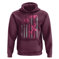 Firefighter Breast Cancer Awareness Hoodie Fight For A Cure American Flag - Wonder Print Shop