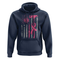 Firefighter Breast Cancer Awareness Hoodie Fight For A Cure American Flag - Wonder Print Shop