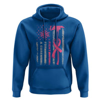 Firefighter Breast Cancer Awareness Hoodie Fight For A Cure American Flag - Wonder Print Shop