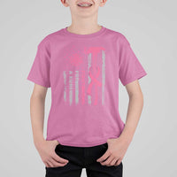 Firefighter Breast Cancer Awareness T Shirt For Kid Fight For A Cure American Flag - Wonder Print Shop