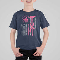 Firefighter Breast Cancer Awareness T Shirt For Kid Fight For A Cure American Flag - Wonder Print Shop