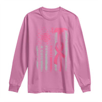 Firefighter Breast Cancer Awareness Long Sleeve Shirt Fight For A Cure American Flag - Wonder Print Shop
