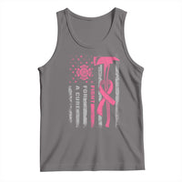 Firefighter Breast Cancer Awareness Tank Top Fight For A Cure American Flag - Wonder Print Shop