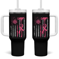Firefighter Breast Cancer Awareness Tumbler With Handle Fight For A Cure American Flag - Wonder Print Shop