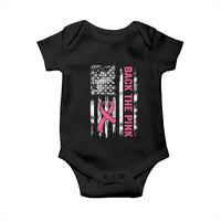 Back The Pink Ribbon Breast Cancer Awareness Baby Onesie American Flag - Wonder Print Shop