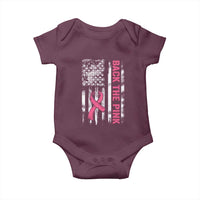 Back The Pink Ribbon Breast Cancer Awareness Baby Onesie American Flag - Wonder Print Shop