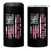 Back The Pink Ribbon Breast Cancer Awareness 4 in 1 Can Cooler Tumbler American Flag - Wonder Print Shop
