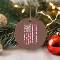 Back The Pink Ribbon Breast Cancer Awareness Ceramic Ornament American Flag - Wonder Print Shop