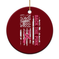 Back The Pink Ribbon Breast Cancer Awareness Ceramic Ornament American Flag - Wonder Print Shop