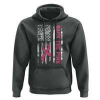 Back The Pink Ribbon Breast Cancer Awareness Hoodie American Flag - Wonder Print Shop
