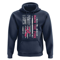 Back The Pink Ribbon Breast Cancer Awareness Hoodie American Flag - Wonder Print Shop