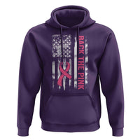 Back The Pink Ribbon Breast Cancer Awareness Hoodie American Flag - Wonder Print Shop