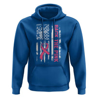 Back The Pink Ribbon Breast Cancer Awareness Hoodie American Flag - Wonder Print Shop