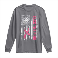 Back The Pink Ribbon Breast Cancer Awareness Long Sleeve Shirt American Flag - Wonder Print Shop