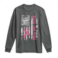 Back The Pink Ribbon Breast Cancer Awareness Long Sleeve Shirt American Flag - Wonder Print Shop