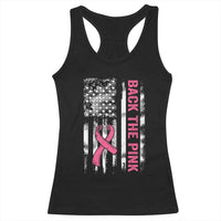 Back The Pink Ribbon Breast Cancer Awareness Racerback Tank Top American Flag - Wonder Print Shop