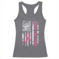 Back The Pink Ribbon Breast Cancer Awareness Racerback Tank Top American Flag - Wonder Print Shop