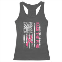 Back The Pink Ribbon Breast Cancer Awareness Racerback Tank Top American Flag - Wonder Print Shop