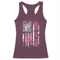 Back The Pink Ribbon Breast Cancer Awareness Racerback Tank Top American Flag - Wonder Print Shop