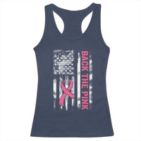 Back The Pink Ribbon Breast Cancer Awareness Racerback Tank Top American Flag - Wonder Print Shop