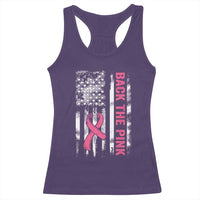 Back The Pink Ribbon Breast Cancer Awareness Racerback Tank Top American Flag - Wonder Print Shop