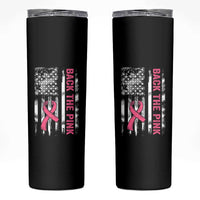 Back The Pink Ribbon Breast Cancer Awareness Skinny Tumbler American Flag - Wonder Print Shop