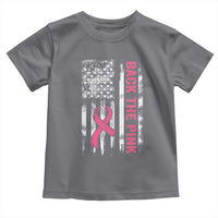 Back The Pink Ribbon Breast Cancer Awareness Toddler T Shirt American Flag - Wonder Print Shop