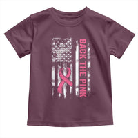 Back The Pink Ribbon Breast Cancer Awareness Toddler T Shirt American Flag - Wonder Print Shop