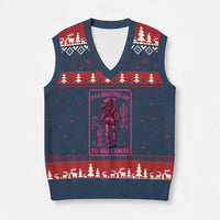 Cowgirl Breast Cancer V-Neck Knit Sweater Vest Beautiful Day To Kill Cancer Vintage Western Pink - Wonder Print Shop