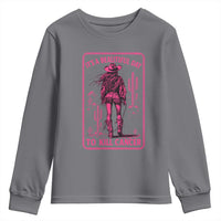 Cowgirl Breast Cancer Youth Sweatshirt Beautiful Day To Kill Cancer Vintage Western Pink - Wonder Print Shop