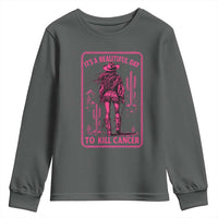 Cowgirl Breast Cancer Youth Sweatshirt Beautiful Day To Kill Cancer Vintage Western Pink - Wonder Print Shop