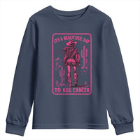 Cowgirl Breast Cancer Youth Sweatshirt Beautiful Day To Kill Cancer Vintage Western Pink - Wonder Print Shop