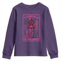 Cowgirl Breast Cancer Youth Sweatshirt Beautiful Day To Kill Cancer Vintage Western Pink - Wonder Print Shop
