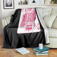 Breast Cancer Awareness Throw Blanket Queen Of Pink Ribbon Blackjack Cards Poker - Wonder Print Shop