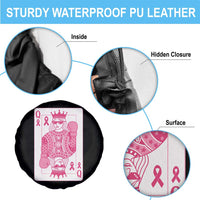 Breast Cancer Awareness Spare Tire Cover Queen Of Pink Ribbon Blackjack Cards Poker - Wonder Print Shop