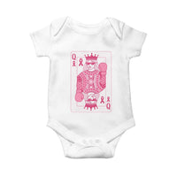 Breast Cancer Awareness Baby Onesie Queen Of Pink Ribbon Blackjack Cards Poker - Wonder Print Shop