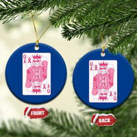 Breast Cancer Awareness Ceramic Ornament Queen Of Pink Ribbon Blackjack Cards Poker - Wonder Print Shop