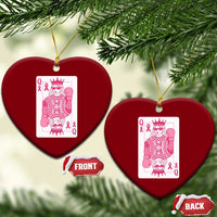Breast Cancer Awareness Ceramic Ornament Queen Of Pink Ribbon Blackjack Cards Poker - Wonder Print Shop