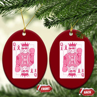 Breast Cancer Awareness Ceramic Ornament Queen Of Pink Ribbon Blackjack Cards Poker - Wonder Print Shop