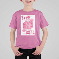 Breast Cancer Awareness T Shirt For Kid Queen Of Pink Ribbon Blackjack Cards Poker - Wonder Print Shop