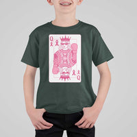 Breast Cancer Awareness T Shirt For Kid Queen Of Pink Ribbon Blackjack Cards Poker - Wonder Print Shop
