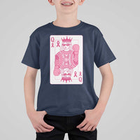 Breast Cancer Awareness T Shirt For Kid Queen Of Pink Ribbon Blackjack Cards Poker - Wonder Print Shop