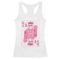 Breast Cancer Awareness Racerback Tank Top Queen Of Pink Ribbon Blackjack Cards Poker - Wonder Print Shop