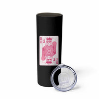 Breast Cancer Awareness Skinny Tumbler Queen Of Pink Ribbon Blackjack Cards Poker - Wonder Print Shop